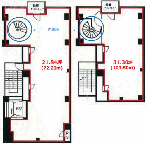 銀座グランディアビルⅡ10F~11F 間取り図
