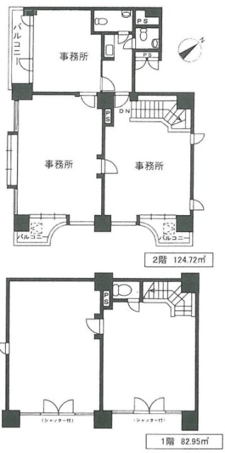 ブリリアンス日本橋浜町公園ビル1F～2F 間取り図