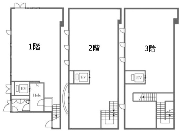 熊崎ビル1F～3F 間取り図