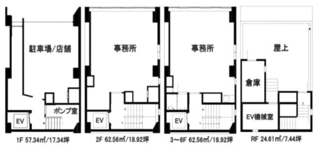 KUS日本橋浜町ビル1F～6F 間取り図