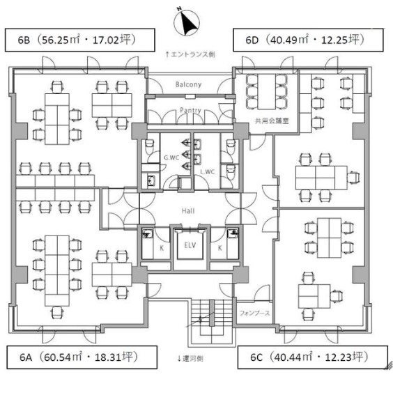 THE HUB 田町 BASE6C 間取り図