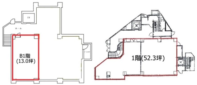 西新宿ビルB1F～1F 間取り図