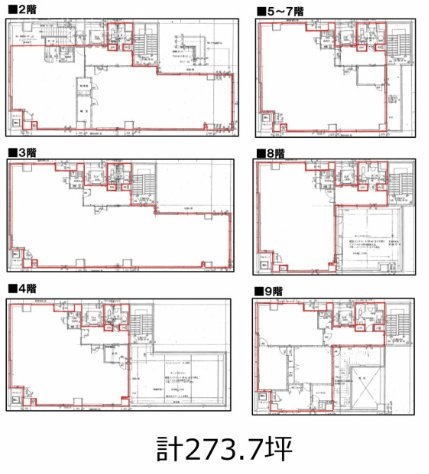 RBW JAPANビル2F～9F 間取り図