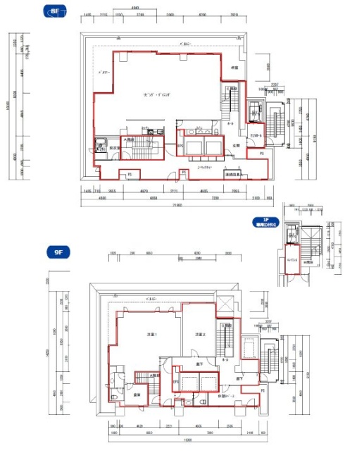 ジオ八丁堀8F~9F 間取り図