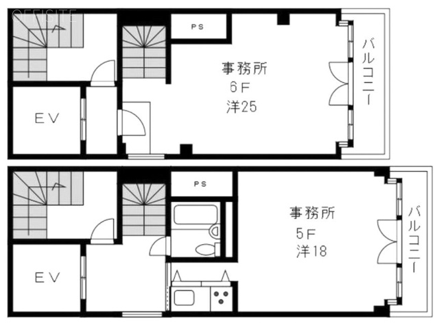 エムズ新宿御苑5F～6F 間取り図