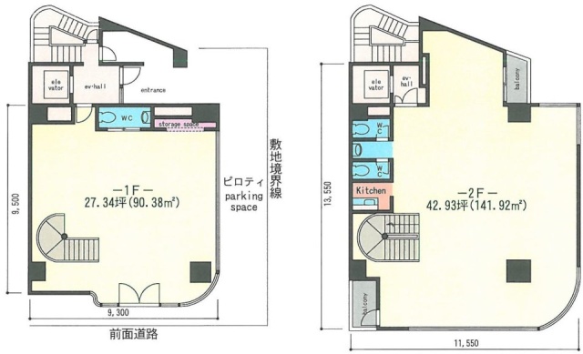 青山坂入ビル1F～2F 間取り図