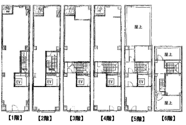 銀座新井ビル1F～6F 間取り図