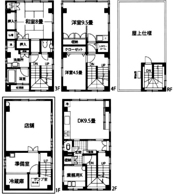 ロータスビル1F～4F 間取り図