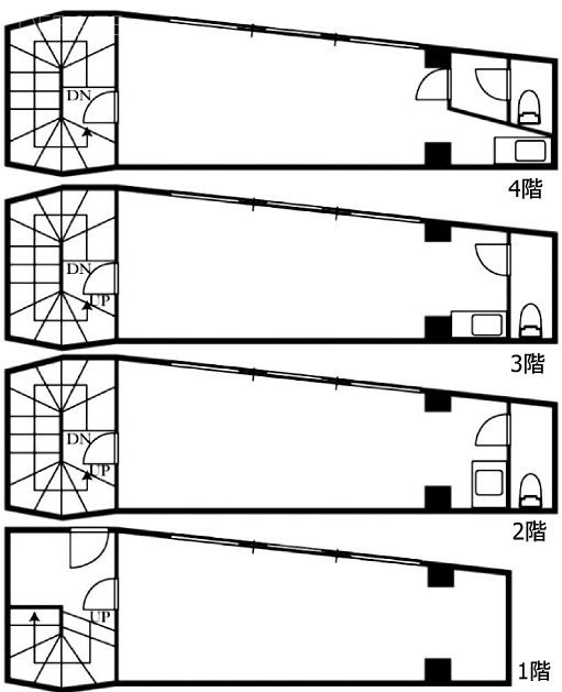 フォーチュナービル1F~4F 間取り図