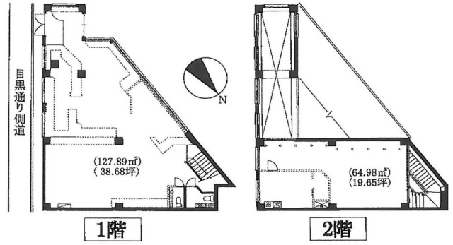 パークハイム等々力3丁目壱番館ビル1-2F 間取り図