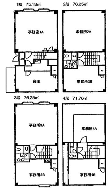 AQUAビル麻布十番1F～4F 間取り図