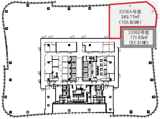 東京ミッドタウン日比谷(日比谷三井タワー)3306A 間取り図