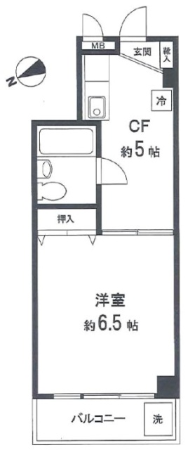 アズマ二子コーポビル302 間取り図