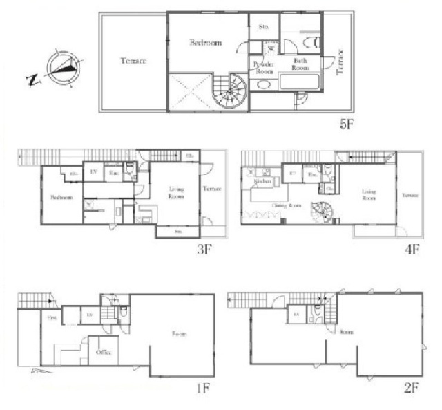 Ebisu MITビル1F~5F 間取り図