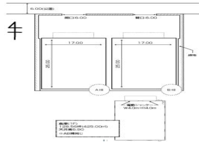 春日部市大沼倉庫AB棟ビル1F 間取り図