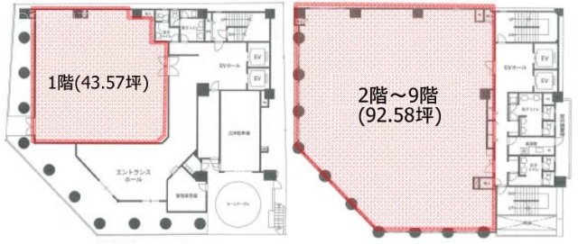 田辺浜町ビル1F～9F 間取り図