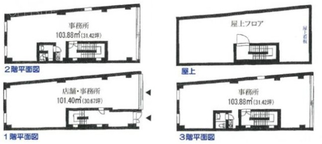 丹京ビル1F～3F 間取り図