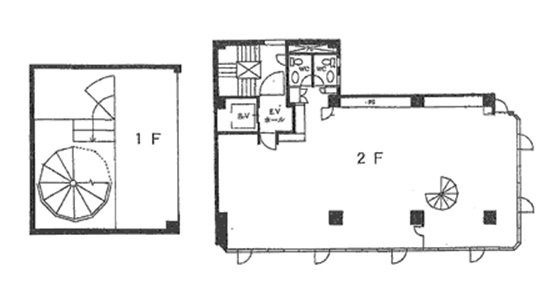 安達興産ビル1F～2F 間取り図