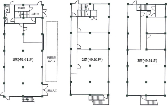 ヤマキ電気本社ビル1F～3F 間取り図