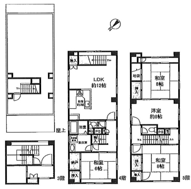 堤ビル3F~5F 間取り図