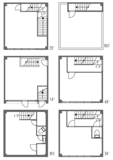 銀座2丁目宝光ビルB1F～4F 間取り図