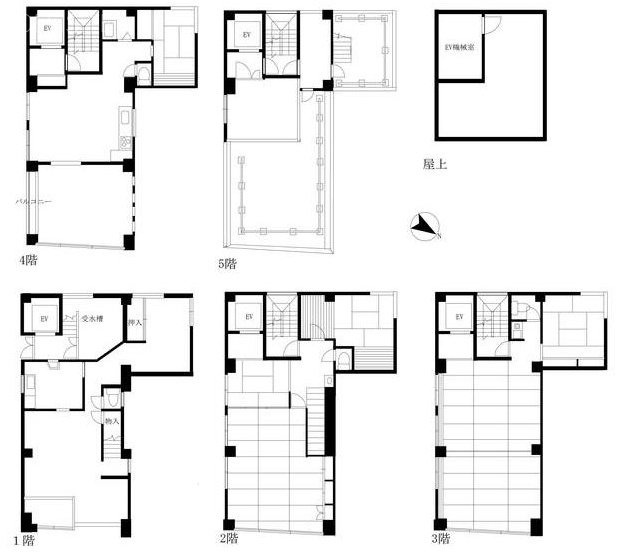 人形町2丁目ビル1F～5F 間取り図