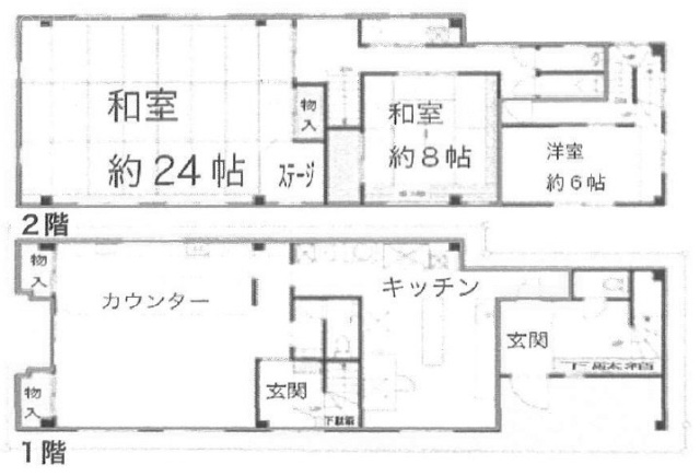 上篠崎4丁目貸店舗ビル1-2F 間取り図