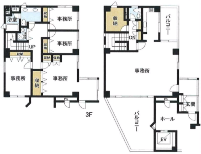 青山野末ビル3F～4F 間取り図