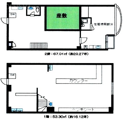 コスモ川崎グランデュール1F〜2F 間取り図