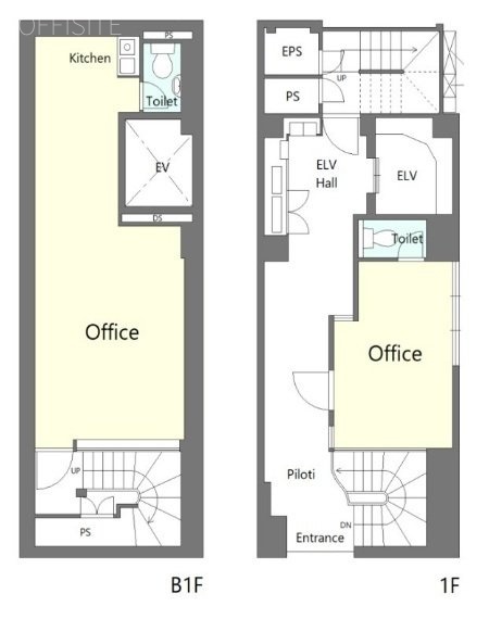 銀座深田ビルB1F～1F 間取り図