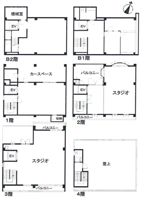 AQUAスタジオ目黒ビルB2F～4F 間取り図