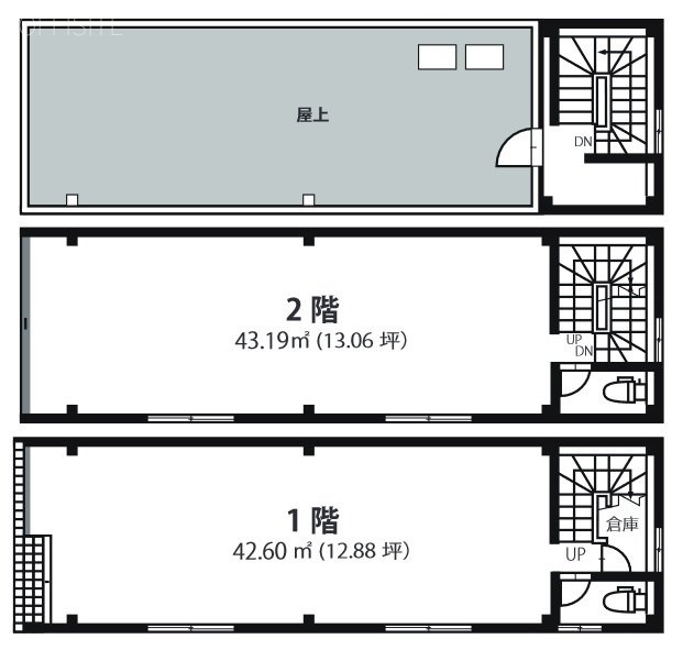 駿河台河本ビル1F～2F 間取り図