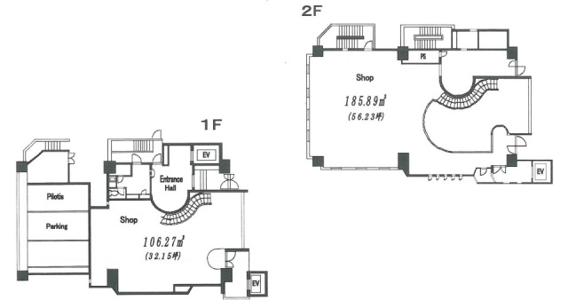 セラフテン麻布ビル1F～2F 間取り図