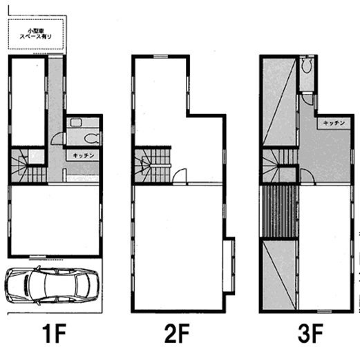 西麻布戸建ビル1F～3F 間取り図