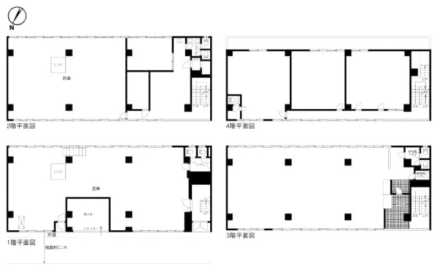 宝田ビル1F～4F 間取り図