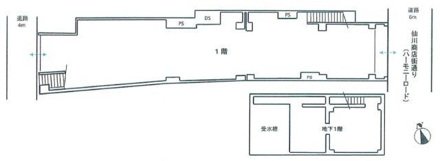 仙川商店街貸店舗B1F～1F 間取り図