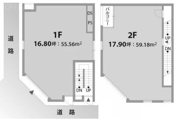 ランド六本木ビル1F~2F 間取り図