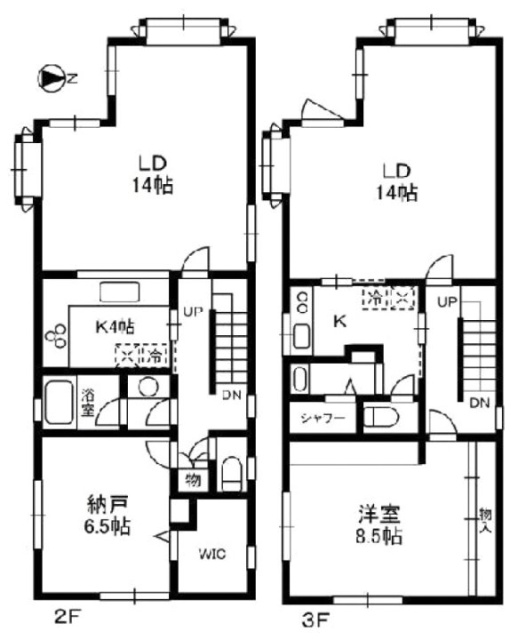 新一の橋ハウスビル2F～3F 間取り図