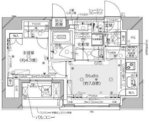 ピアース銀座8丁目1302 間取り図