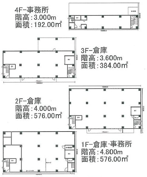 アバンテ小林ビル1F~4F 間取り図