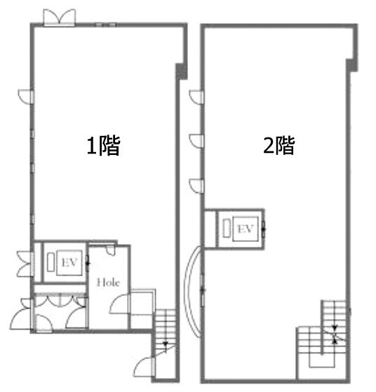 熊崎ビル1F～2F 間取り図