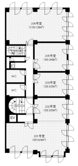 岡昭第3ビル206 間取り図