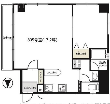 成子坂ハイツ805 間取り図