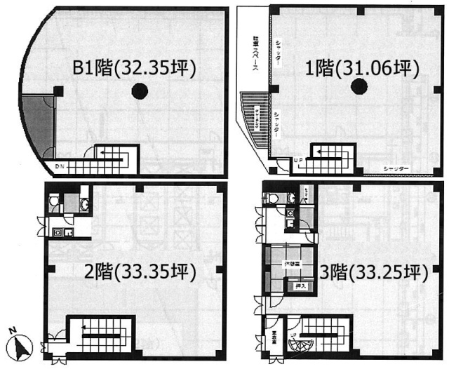 蒲田4丁目ビルB1F～3F 間取り図