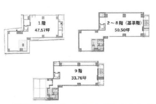 六本木三幸ビル1F～9F 間取り図