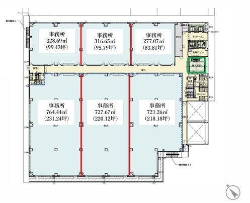 (仮)YBP新棟ラボ6F 間取り図