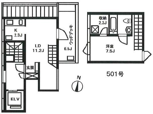 高輪-U501 間取り図