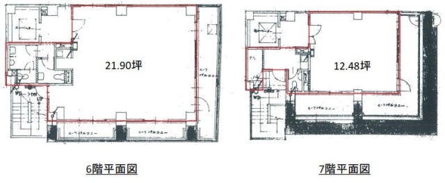 日本橋銀三ビル6F~7F 間取り図