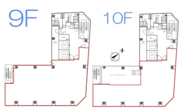 銀座グランディールビル9F～10F 間取り図