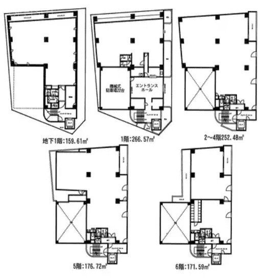 リリービルB1F～6F 間取り図